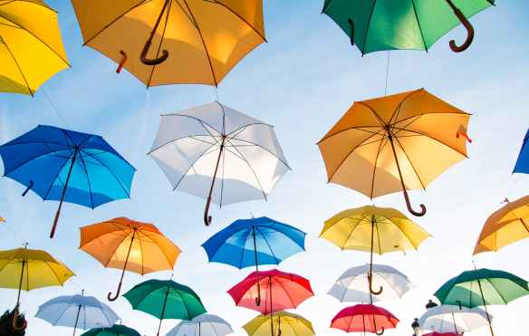 umbrellas art flying